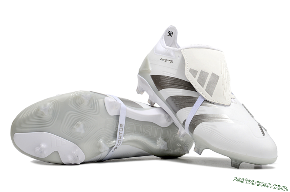Adidas Predator Elite Foldover Tongue FG Low-Tops Soccer Cleats - White/Grey 1