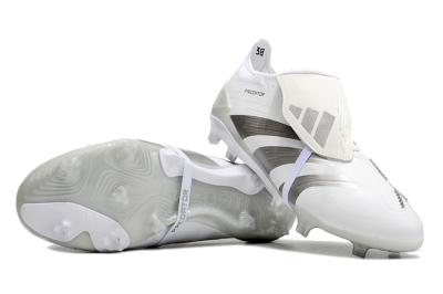 Adidas Predator Elite Foldover Tongue FG Low-Tops Soccer Cleats - White/Grey