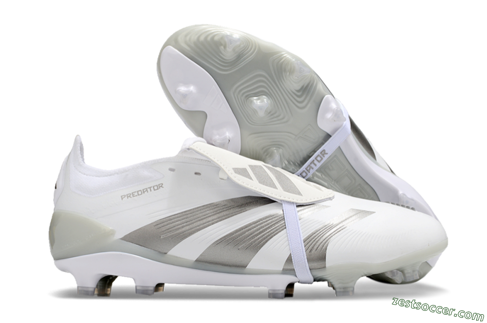 Adidas Predator Elite Foldover Tongue FG Low-Tops Soccer Cleats - White/Grey 0