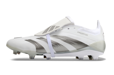 Adidas Predator Elite Foldover Tongue FG Low-Tops Soccer Cleats - White/Grey