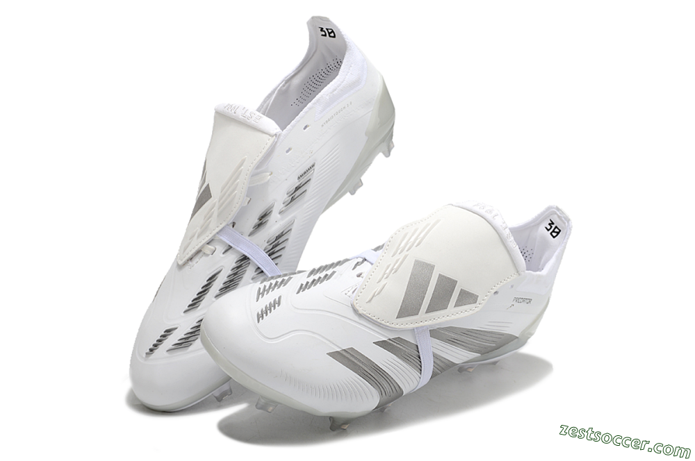 Adidas Predator Elite Foldover Tongue FG Low-Tops Soccer Cleats - White/Grey 3
