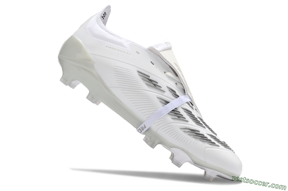 Adidas Predator Elite Foldover Tongue FG Low-Tops Soccer Cleats - White/Grey 4