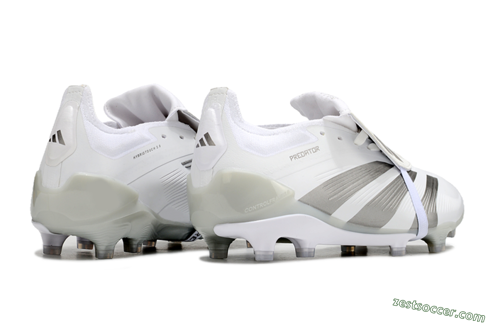 Adidas Predator Elite Foldover Tongue FG Low-Tops Soccer Cleats - White/Grey 6