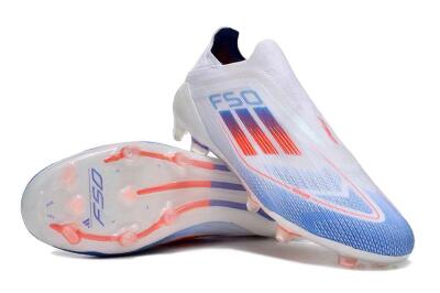 Adidas F50 Adizero FG Low-Tops Soccer Cleats - White/Blue/Orange
