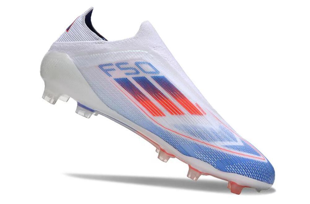 Adidas F50 Adizero FG Low-Tops Soccer Cleats - White/Blue/Orange 5