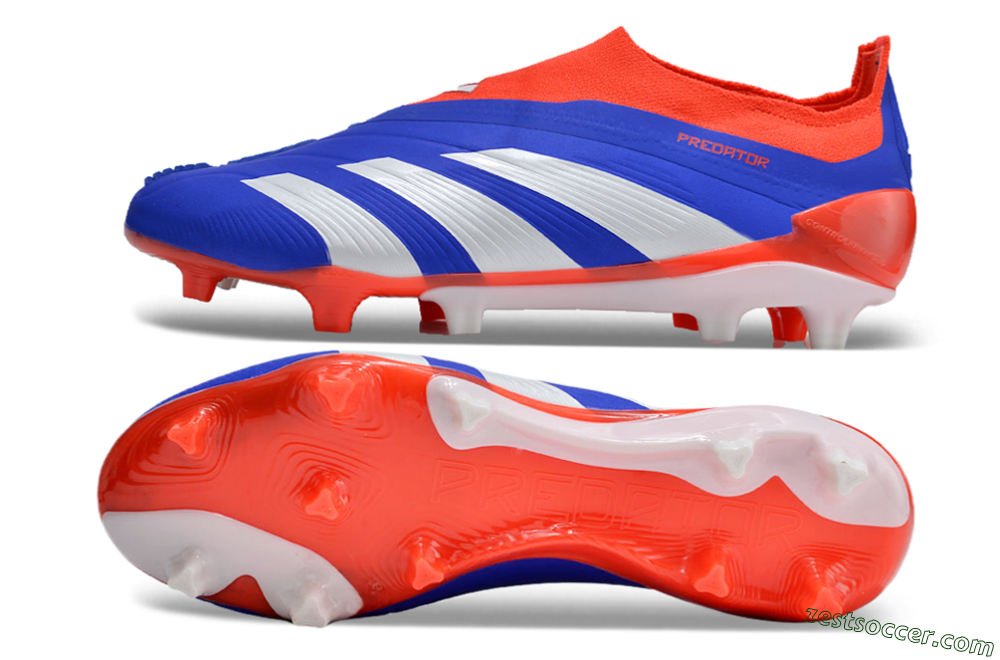 Adidas Predator Elite Laceless FG Low-Tops Soccer Cleats - Blue/White/Red 1