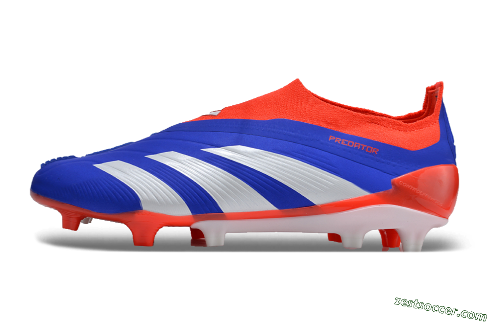 Adidas Predator Elite Laceless FG Low-Tops Soccer Cleats - Blue/White/Red 2