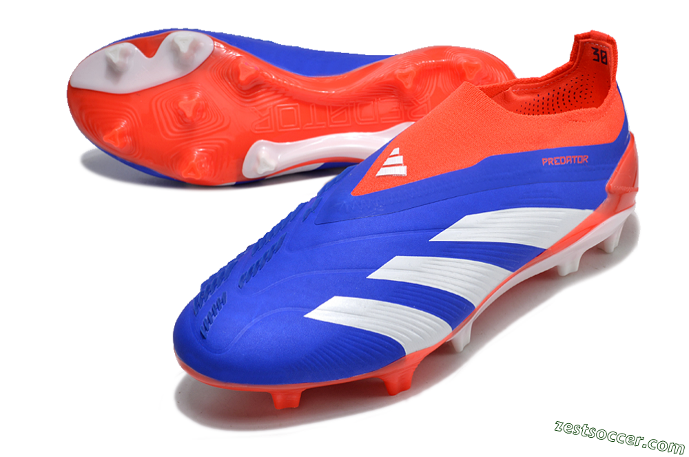 Adidas Predator Elite Laceless FG Low-Tops Soccer Cleats - Blue/White/Red 3