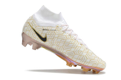 Nike Air Zoom Mercurial Superfly 9 Elite MR FG High-Tops Soccer Cleats - White/Black/Gold