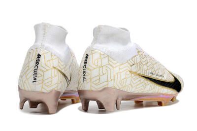 Nike Air Zoom Mercurial Superfly 9 Elite MR FG High-Tops Soccer Cleats - White/Black/Gold