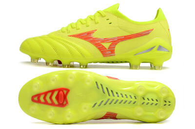 Mizuno Morelia Neo 4 FG Low-Tops Soccer Cleats - Yellow/Red/Grey