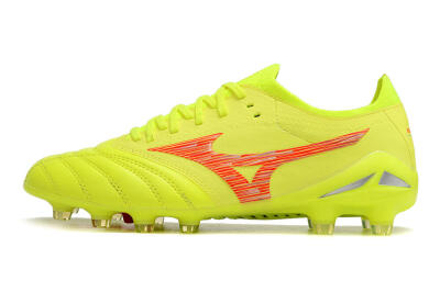 Mizuno Morelia Neo 4 FG Low-Tops Soccer Cleats - Yellow/Red/Grey