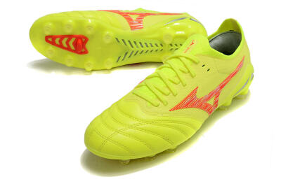 Mizuno Morelia Neo 4 FG Low-Tops Soccer Cleats - Yellow/Red/Grey