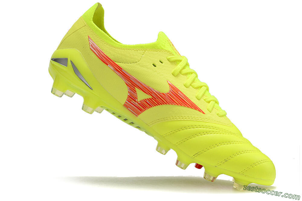 Mizuno Morelia Neo 4 FG Low-Tops Soccer Cleats - Yellow/Red/Grey 4