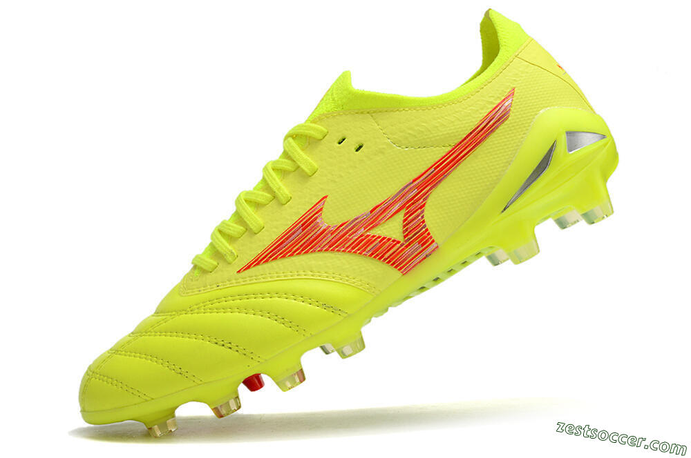 Mizuno Morelia Neo 4 FG Low-Tops Soccer Cleats - Yellow/Red/Grey 5