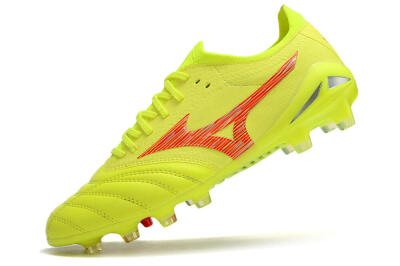 Mizuno Morelia Neo 4 FG Low-Tops Soccer Cleats - Yellow/Red/Grey