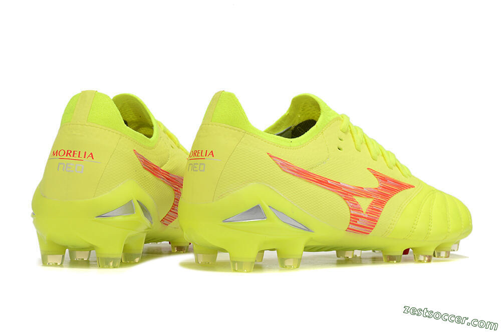 Mizuno Morelia Neo 4 FG Low-Tops Soccer Cleats - Yellow/Red/Grey 6