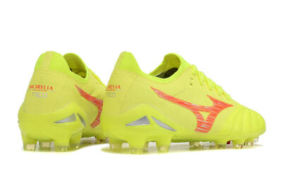 Mizuno Morelia Neo 4 FG Low-Tops Soccer Cleats - Yellow/Red/Grey
