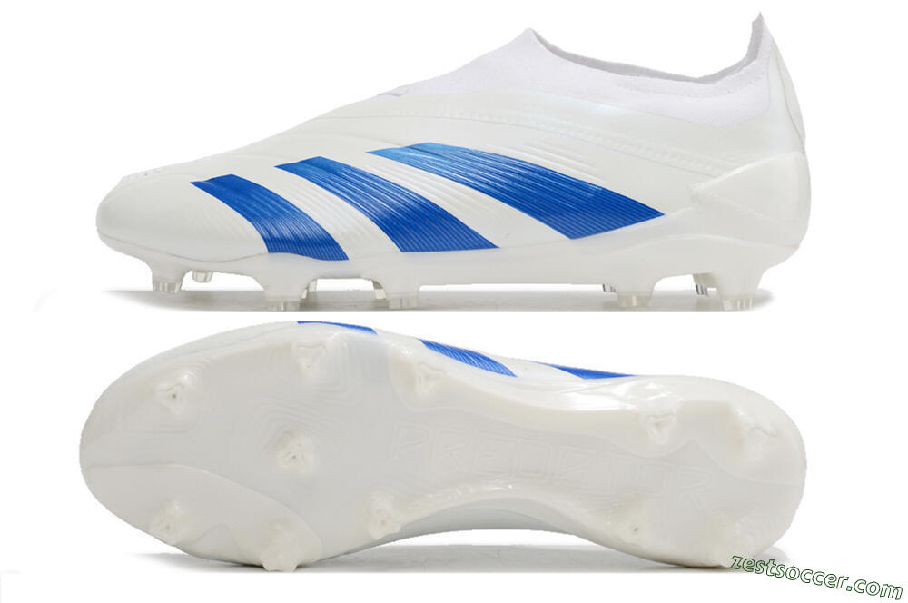 Adidas Predator Elite Laceless FG Low-Tops Soccer Cleats - White/Blue 1