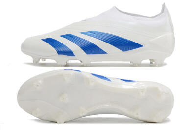 Adidas Predator Elite Laceless FG Low-Tops Soccer Cleats - White/Blue