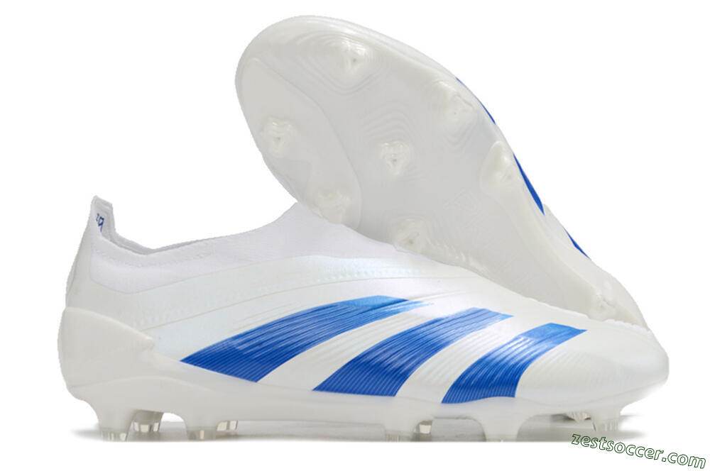 Adidas Predator Elite Laceless FG Low-Tops Soccer Cleats - White/Blue 0