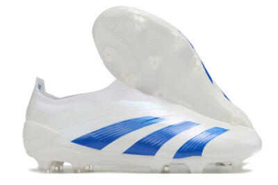 Adidas Predator Elite Laceless FG Low-Tops Soccer Cleats - White/Blue