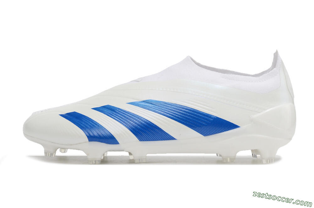 Adidas Predator Elite Laceless FG Low-Tops Soccer Cleats - White/Blue 2