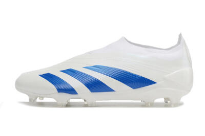 Adidas Predator Elite Laceless FG Low-Tops Soccer Cleats - White/Blue