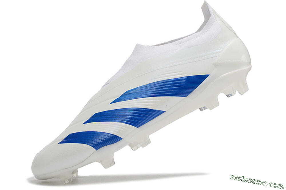 Adidas Predator Elite Laceless FG Low-Tops Soccer Cleats - White/Blue 5