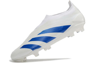 Adidas Predator Elite Laceless FG Low-Tops Soccer Cleats - White/Blue