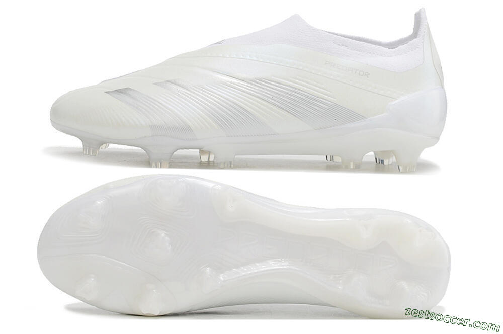 Adidas Predator Elite Laceless FG Low-Tops Soccer Cleats - White/Silver 1