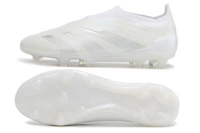 Adidas Predator Elite Laceless FG Low-Tops Soccer Cleats - White/Silver