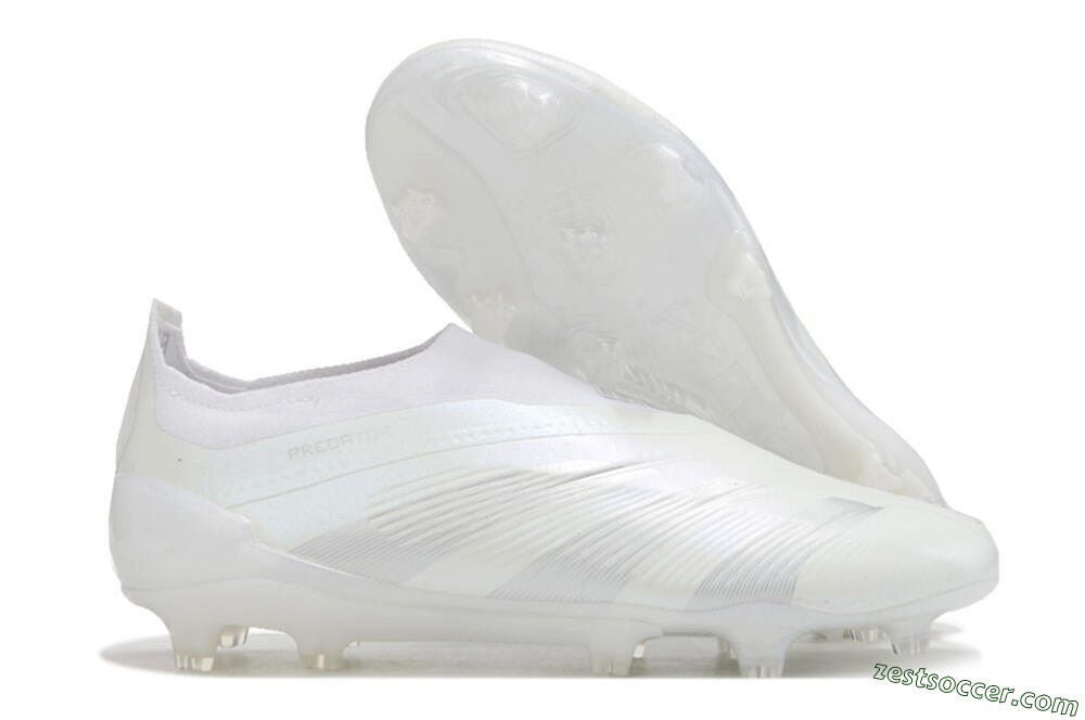 Adidas Predator Elite Laceless FG Low-Tops Soccer Cleats - White/Silver 0