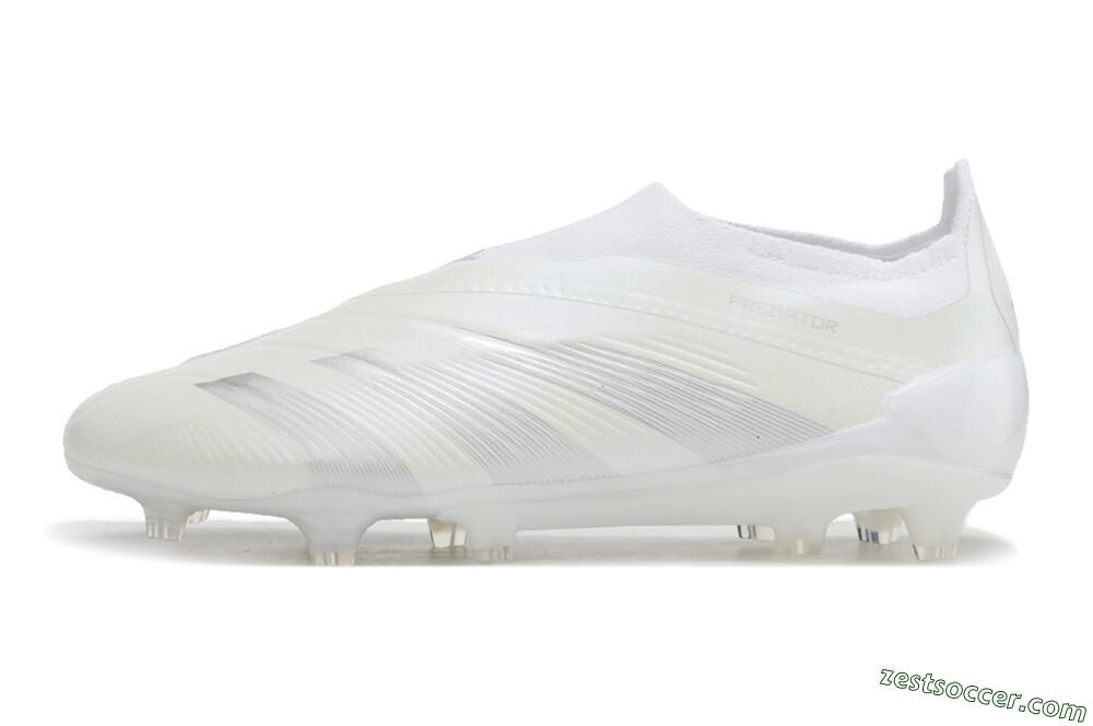Adidas Predator Elite Laceless FG Low-Tops Soccer Cleats - White/Silver 2