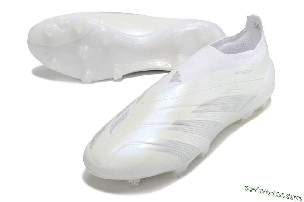 Adidas Predator Elite Laceless FG Low-Tops Soccer Cleats - White/Silver 3