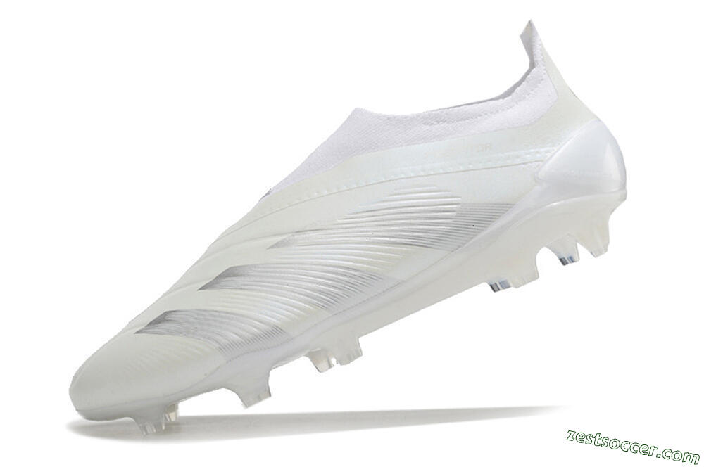 Adidas Predator Elite Laceless FG Low-Tops Soccer Cleats - White/Silver 5