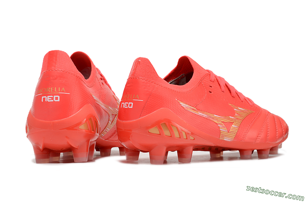 Mizuno Morelia Neo 3 FG Low-Tops Soccer Cleats - Red/Yellow 6