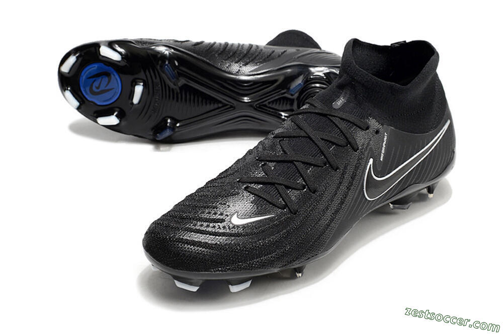 Nike Phantom Luna Elite FG High-Tops Soccer Cleats - Black/White/Blue 3