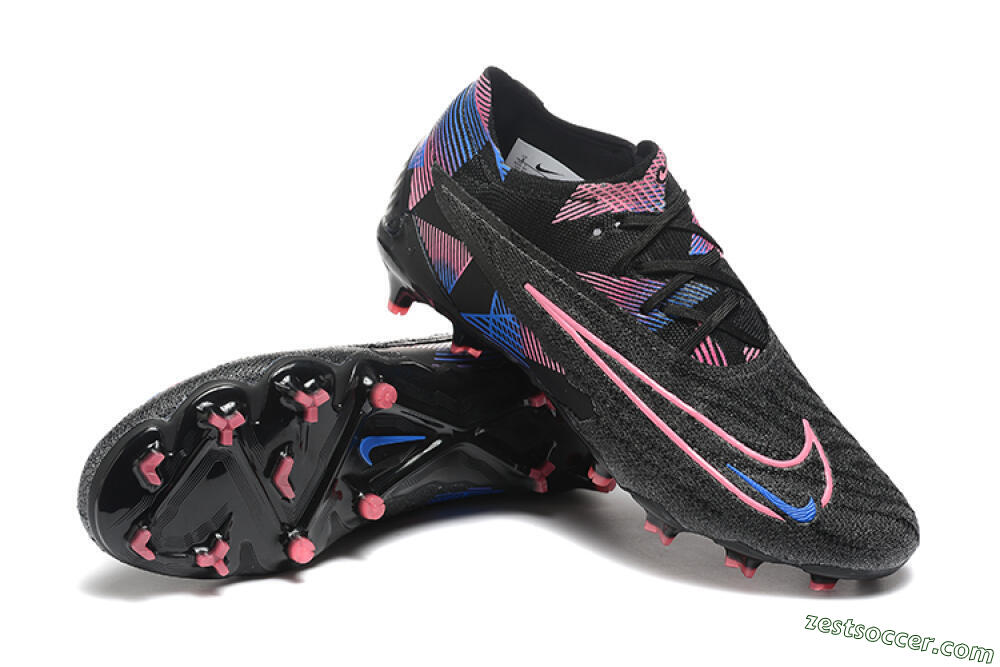 Nike Phantom GX Elite FG Low-Tops Soccer Cleats - Black/Pink/Blue 4