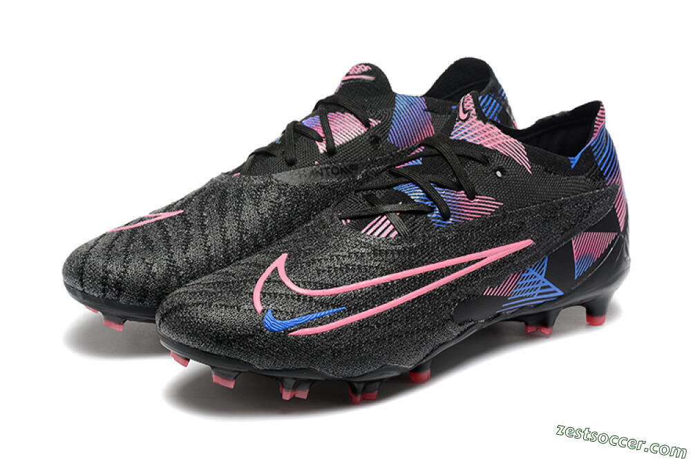Nike Phantom GX Elite FG Low-Tops Soccer Cleats - Black/Pink/Blue 5