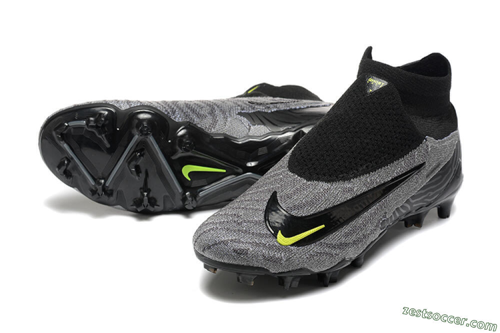 Nike Phantom GX Elite FG High-Tops Soccer Cleats - Black/Grey/Yellow 3