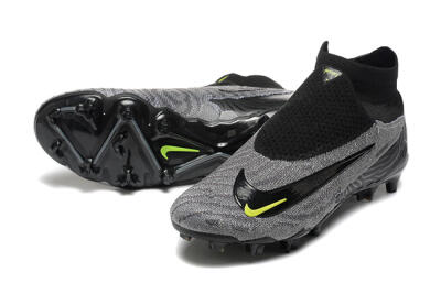 Nike Phantom GX Elite FG High-Tops Soccer Cleats - Black/Grey/Yellow