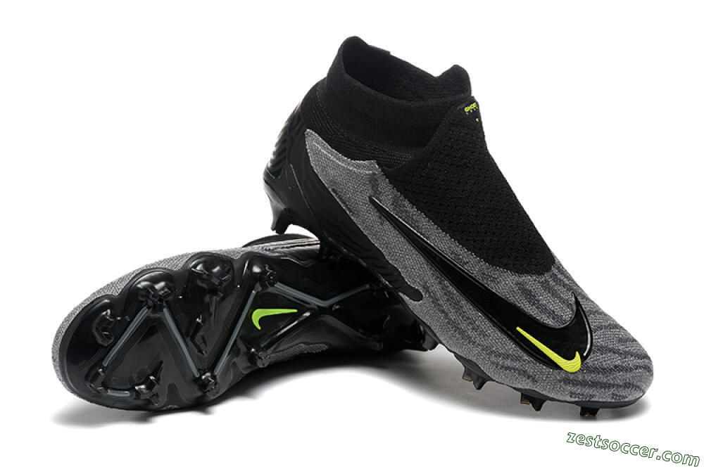 Nike Phantom GX Elite FG High-Tops Soccer Cleats - Black/Grey/Yellow 4
