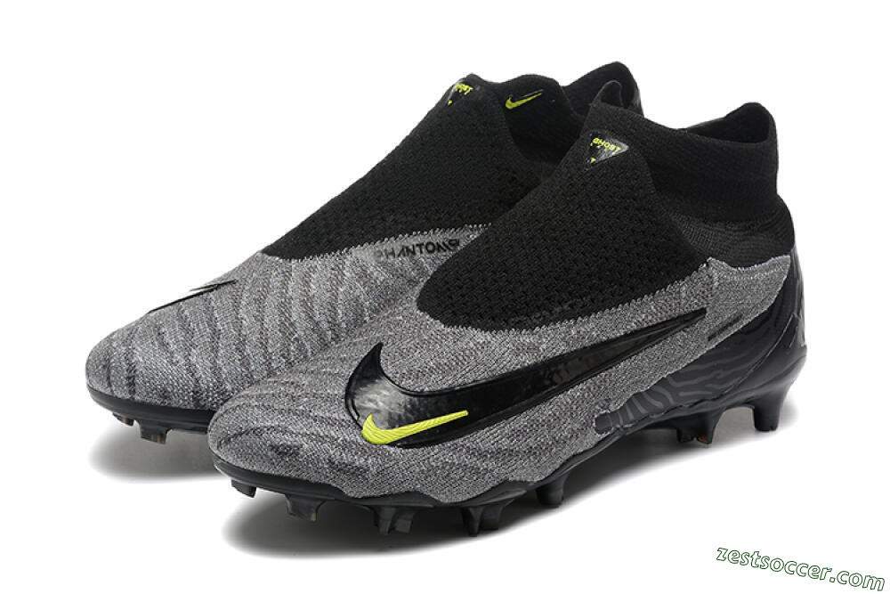 Nike Phantom GX Elite FG High-Tops Soccer Cleats - Black/Grey/Yellow 5