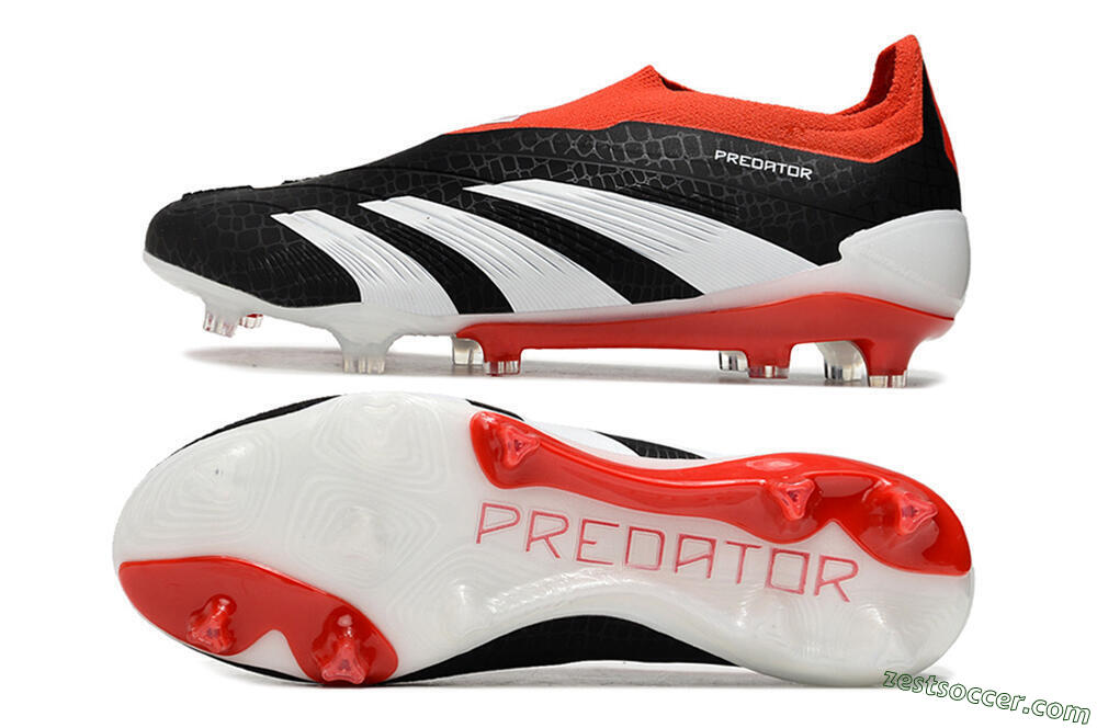 Adidas Predator Elite Laceless FG Low-Tops Soccer Cleats - Black/White/Red 1