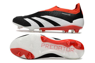 Adidas Predator Elite Laceless FG Low-Tops Soccer Cleats - Black/White/Red