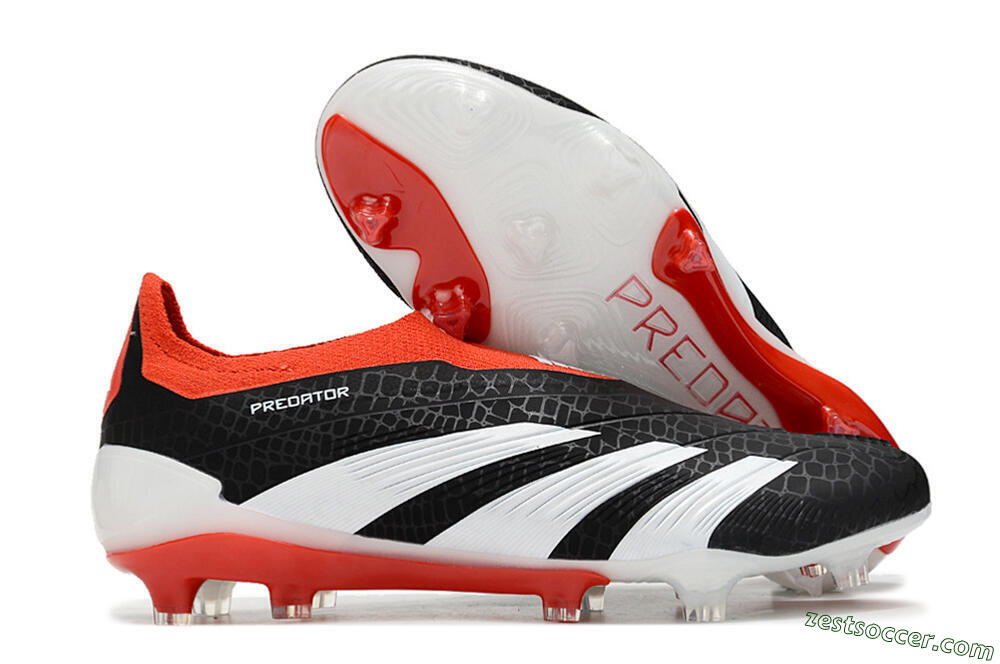 Adidas Predator Elite Laceless FG Low-Tops Soccer Cleats - Black/White/Red 0
