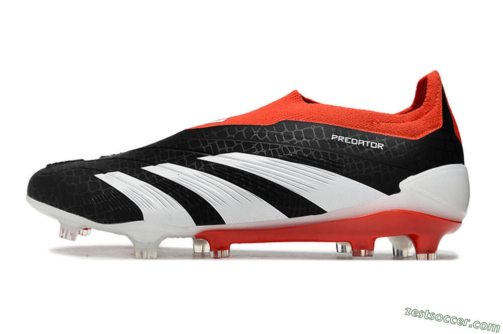 Adidas Predator Elite Laceless FG Low-Tops Soccer Cleats - Black/White/Red 2