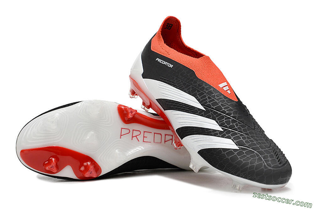 Adidas Predator Elite Laceless FG Low-Tops Soccer Cleats - Black/White/Red 3