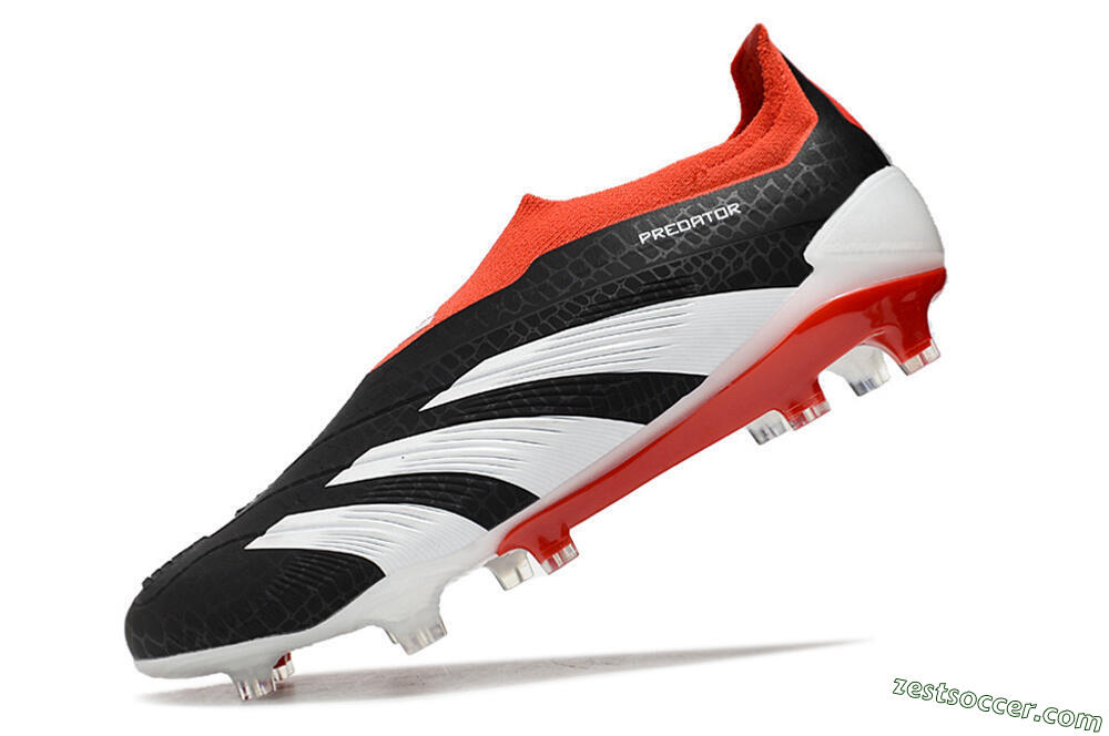Adidas Predator Elite Laceless FG Low-Tops Soccer Cleats - Black/White/Red 5